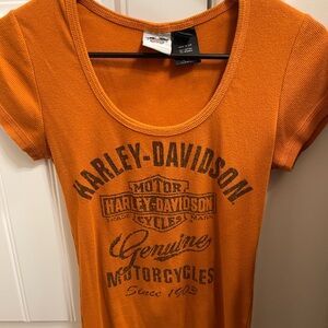 vintage orange harley davidson fitted tee